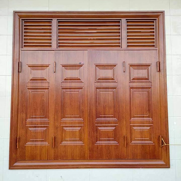 Cửa sổ 4 cánh có chấn song f32 thép vân gỗ nhập khẩu Đắk Nông